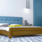 Διπλό ξύλινο κρεβάτι με ντυμένο κεφαλλάρι 154