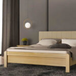 Διπλό ξύλινο κρεβάτι με ντυμένο κεφαλλάρι 157