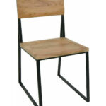 VILLAGE καρέκλα Μεταλλικό Μαύρο Ακακία ΕΑ7001