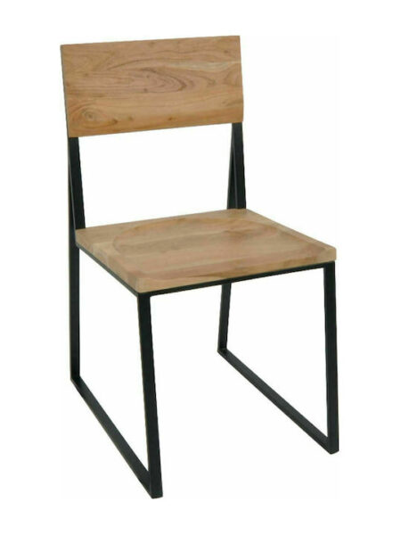 VILLAGE καρέκλα Μεταλλικό Μαύρο Ακακία ΕΑ7001