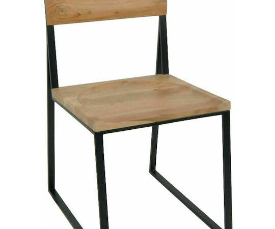VILLAGE καρέκλα Μεταλλικό Μαύρο Ακακία ΕΑ7001