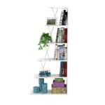 Βιβλιοθήκη mini 027-000021 TARS pakoworld χρώμα λευκό-λεπτομέρειες χρωμίου