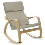 Πολυθρόνα Zenia 040-000007 pakoworld κουνιστή σε ανοιχτό λαδί ύφασμα και φυσικό ξύλο