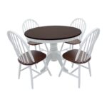 Τραπεζαρία Alice-Adalyn 153-000008 pakoworld σετ 5τμχ MDF καρυδί-λευκό Φ106x78εκ