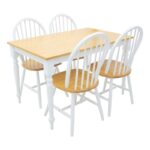 Τραπεζαρία Alice 153-000009 pakoworld σετ 5τμχ MDF φυσικό-λευκό 120x75x74εκ