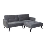 Γωνιακός καναπές-κρεβάτι με σκαμπό Dream 035-000015 γκρι-ασημί βελούδο