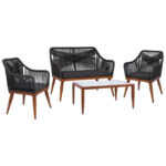 ΣΕΤ ΣΑΛΟΝΙ 4ΤΜΧ FB911244.01 ΜΕ ΓΚΡΙ ΣΧΟΙΝΙ & ΣΚΕΛΕΤΟ ΑΛΟΥΜΙΝΙΟΥ BAMBOO LOOK