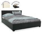 Κρεβάτι Norse 006-000026 διπλό pu μαύρο ματ με αποθηκευτικό χώρο 160x200εκ
