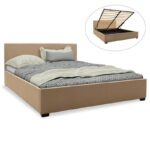 Κρεβάτι Norse 006-000029 διπλό ύφασμα μπεζ με αποθηκευτικό χώρο 160x200εκ