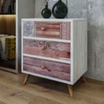 Συρταριέρα PWF-0320 071-000897 χρώμα λευκό γκρι-καρυδί