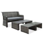 Σαλόνι κήπου Nadin 134-000008 σετ 4τμχ μέταλλο-pe καφέ-ύφασμα γκρι