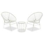 Σαλόνι κήπου Lady 134-000010 σετ 3τμχ μέταλλο-pe rattan λευκό ivory