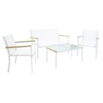 Σαλόνι κήπου Jacie 136-000009 σετ 4τμχ μέταλλο λευκό-textilene λευκό
