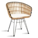 Πολυθρόνα κήπου Naoki 140-000015 μαύρο μέταλλο-pe φυσικό