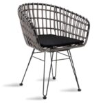 Πολυθρόνα κήπου Naoki 140-000016 μαύρο μέταλλο-pe γκρι