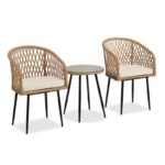 Σαλόνι κήπου Naoki 140-000021 σετ 3τεμ μέταλλο μαύρο-pe φυσικό