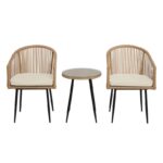 Σαλόνι κήπου Naoki 140-000022 σετ 3τεμ pe φυσικό-μέταλλο μαύρο