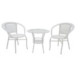 Σαλόνι κήπου Saylor 140-000027 σετ 3τεμ μέταλλο-pe rattan λευκό