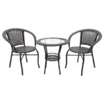 Σαλόνι κήπου Saylor 140-000028 σετ 3τεμ μέταλλο-pe rattan καφέ