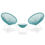 Σαλόνι κήπου Acapulco 200-000302 σετ 3τεμ μέταλλο-pe τυρκουάζ
