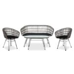 Σαλόνι κήπου Naoki 200-000337 σετ 4τεμ μέταλλο μαύρο-pe γκρι