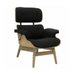 Πολυθρόνα relax Mirto 167-000001 μασίφ ξύλο καρυδί -ύφασμα μαύρο