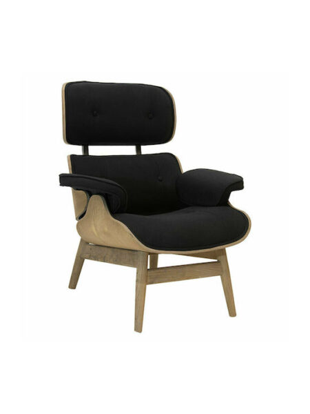 Πολυθρόνα relax Mirto 167-000001 μασίφ ξύλο καρυδί -ύφασμα μαύρο