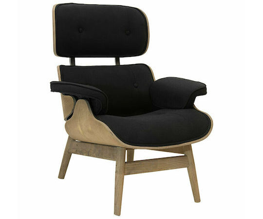 Πολυθρόνα relax Mirto 167-000001 μασίφ ξύλο καρυδί -ύφασμα μαύρο