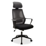 Καρέκλα γραφείου διευθυντή Dolphin 090-000005 με ύφασμα mesh χρώμα μαύρο-γκρι