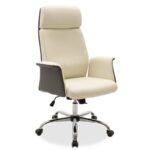 Καρέκλα γραφείου διευθυντή Chloe 126-000031 τεχνόδερμα ivory-ανθρακί