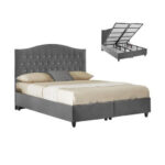 ΚΡΕΒΑΤΙ MALENA ΜΕ ΑΠΟΘΗΚΕΥΤΙΚΟ ΑΠΟ ΓΚΡΙ ΒΕΛΟΥΔΟ HM624.10