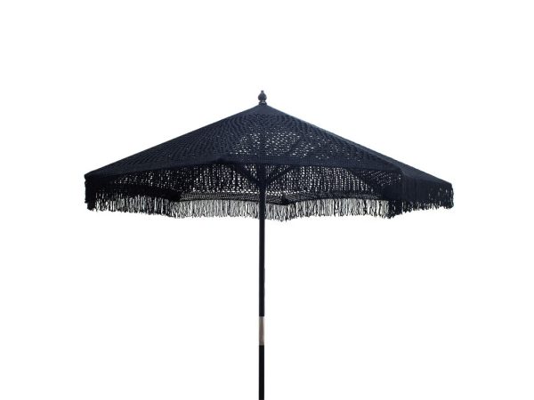 Brilie 220-000001 Ομπρέλα κήπου Brilie pakoworld ξύλο-μακραμέ Φ2.70x2.60 m μαύρο