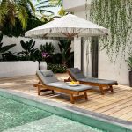 Brilie 220-000002 Μία ποιοτική κατασκευή με σκελετό από φυσικό ξύλο καρυδί χρώματος και με επένδυση μακραμέ σε εκρού χρωματισμό. Ιδανική να χρησιμοποιηθεί σε κήπους, παραλίες, αίθρια, καφέ, εστιατόρια και πισίνες