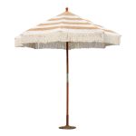 Brilie 220-000012 Ομπρέλα κήπου Brilie pakoworld Υλικά: Ξύλο (για τον σκελετό) και μακραμέ (για το ύφασμα). Το μακραμέ προσδίδει μια πιο ιδιαίτερη και πιθανόν διακοσμητική αίσθηση.