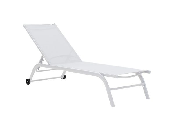 Jaipur 152-000010 Ξαπλώστρα Jaipur pakoworld αλουμίνιο λευκό-textilene μπεζ