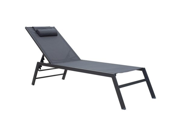 Kiara 152-000012 Ξαπλώστρα Kiara pakoworld αλουμίνιο ανθρακί-textilene ανθρακί