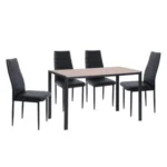 JETTA-GABO EM966,S1 JETTA-GABO Τραπεζαρία Κουζίνας Μέταλλο Βαφή Μαύρο, Τραπέζι Sonoma + 4 Καρέκλες Pvc Μαύρο